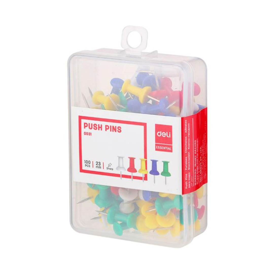 DELI COLOR PUSH PIN 100PCS 0031
